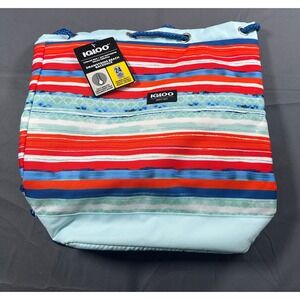Igloo Drawstring Beach Backpack Cooler Bag 24 Can Insulated Stripes 4902217